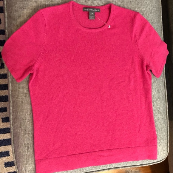 Saks Fifth Avenue Pink Sweater 100% Cashmere Size M - Picture 1 of 5